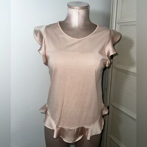 J. Crew Ruffle Sleeve Blouse in Light Pink Sz XS